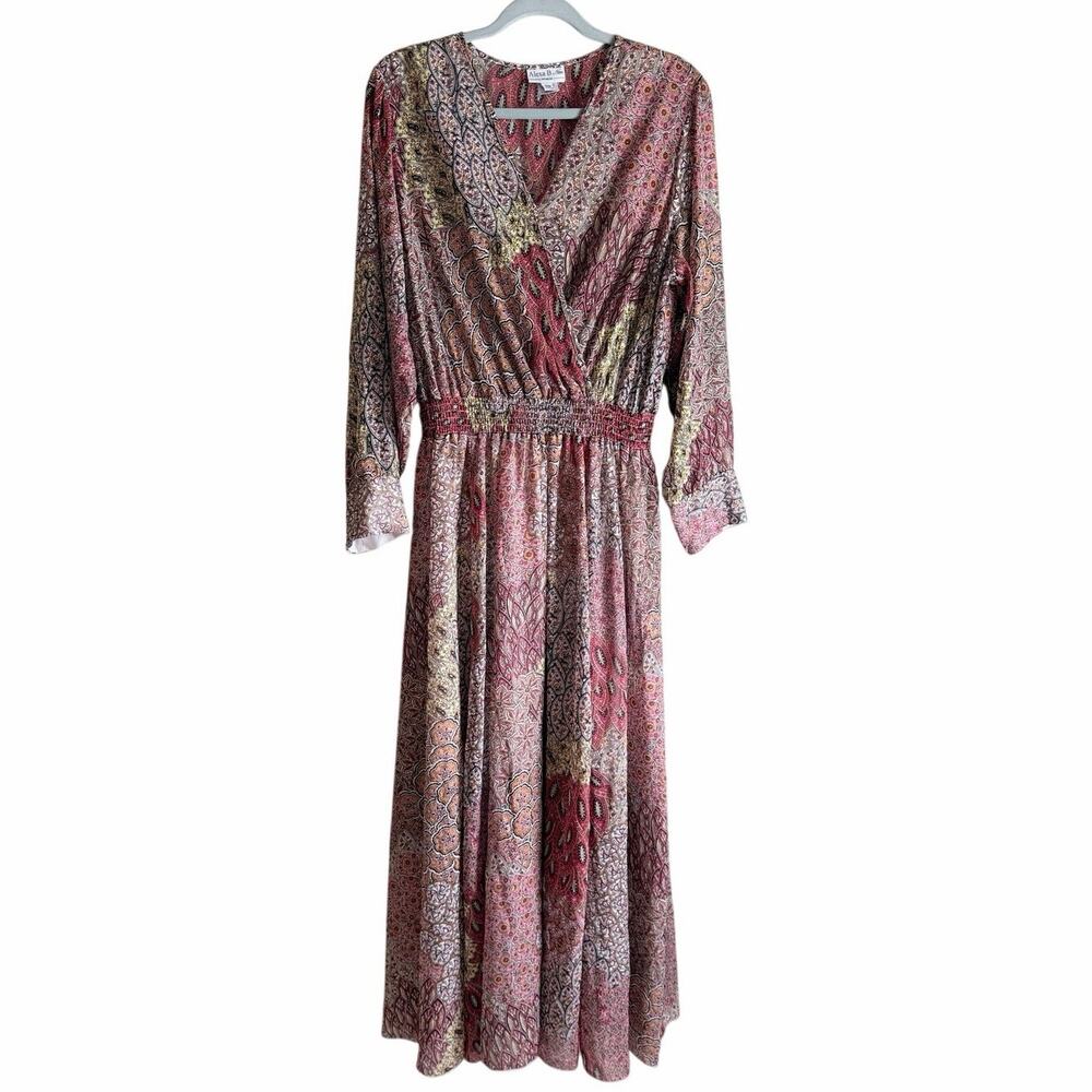 Alexa B brown earth tones patchwork sheer dress plus size 18W Autumncore whimsy
